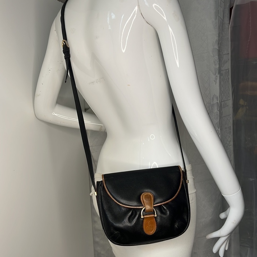Mark Cross Black and Brown Leather Crossbody Bag